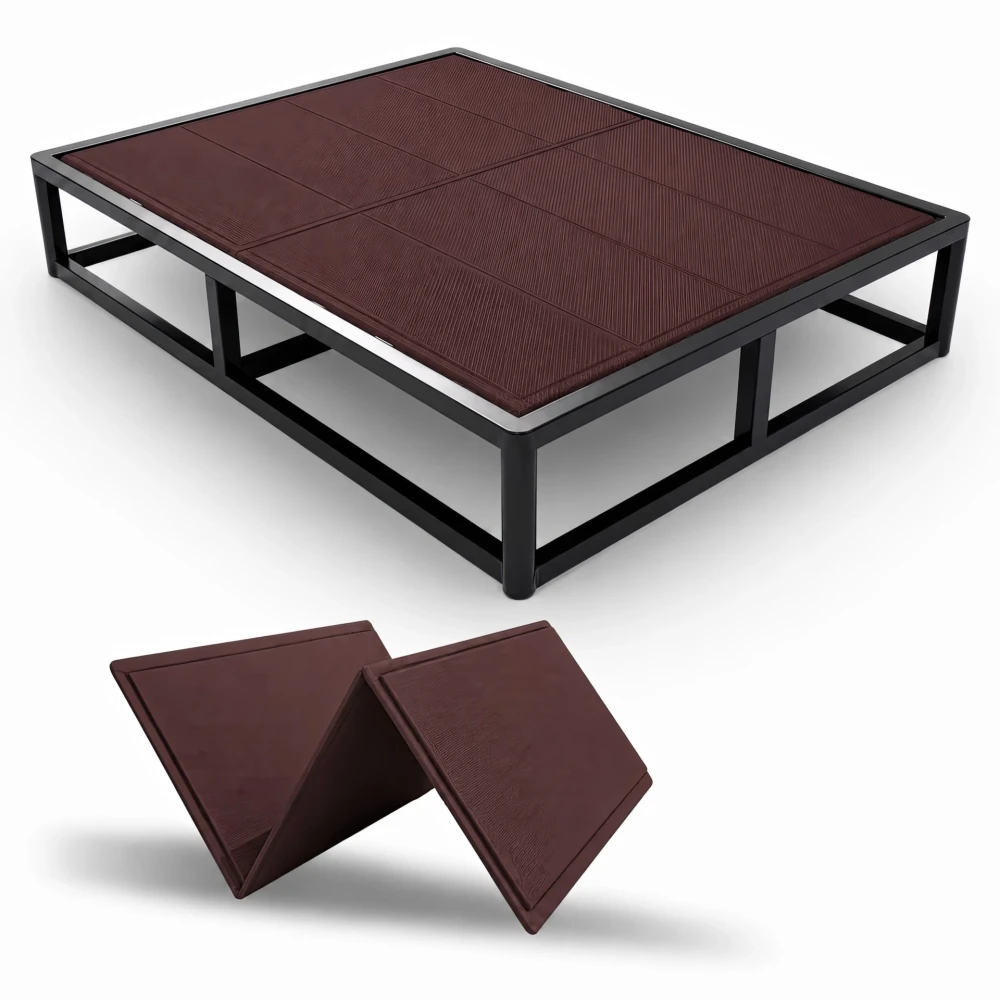Noble Realm 10mm Bunkie Board (54”x75”Full Size) Brown Heavy Duty Wood | Low Profile Bed Support Board for Under Mattress, Breathable, Noise Minimizing, Moisture Resistant |Fodable Box Spring Fully Assembled