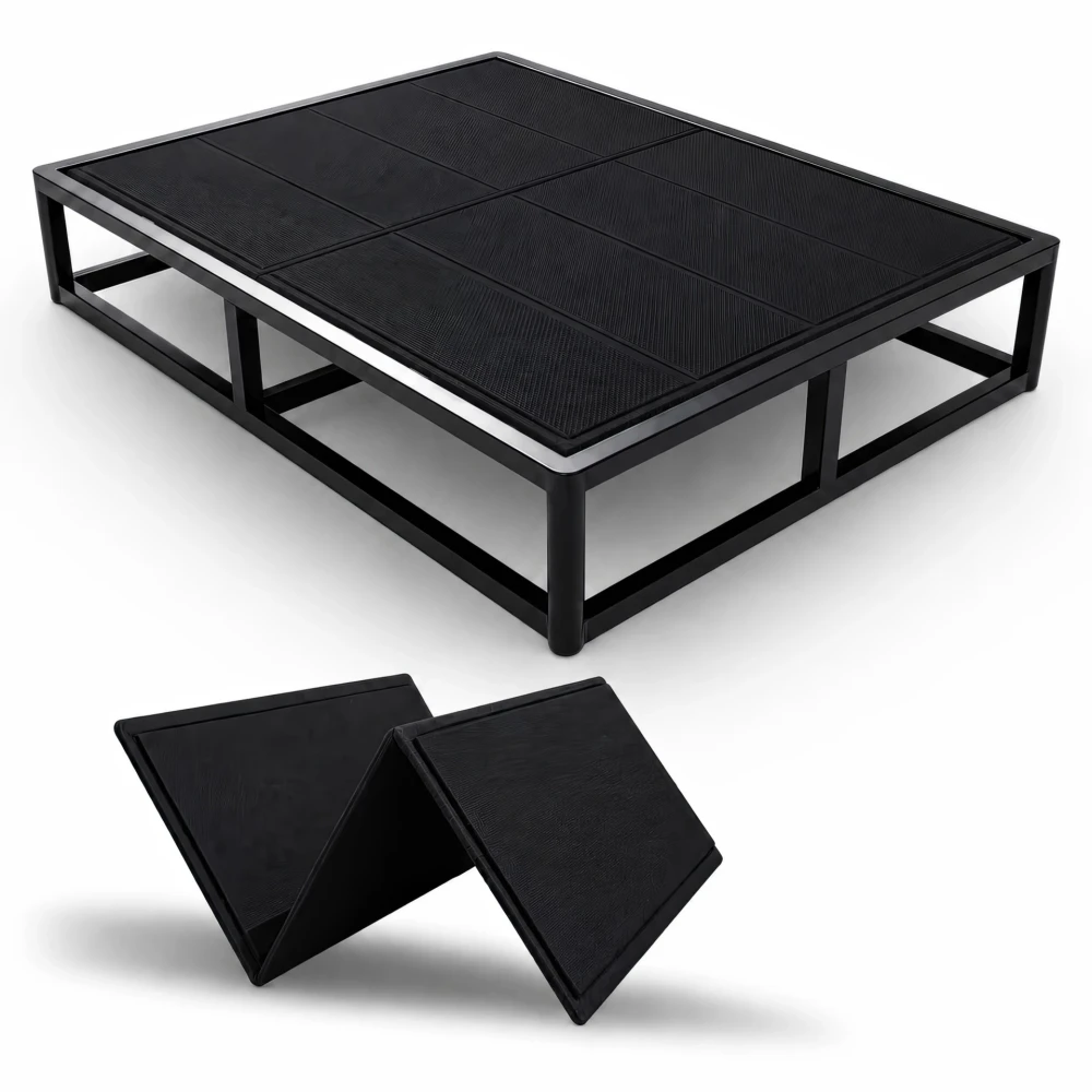 Noble Realm Bunkie Board (54”x75” Full Size) Black | Heavy Duty Wood, Low Profile Bed Support,Breathable, Noise Minimizing, Moisture Resistant, Split Fully Assembled | Bed Support Folding Box Spring