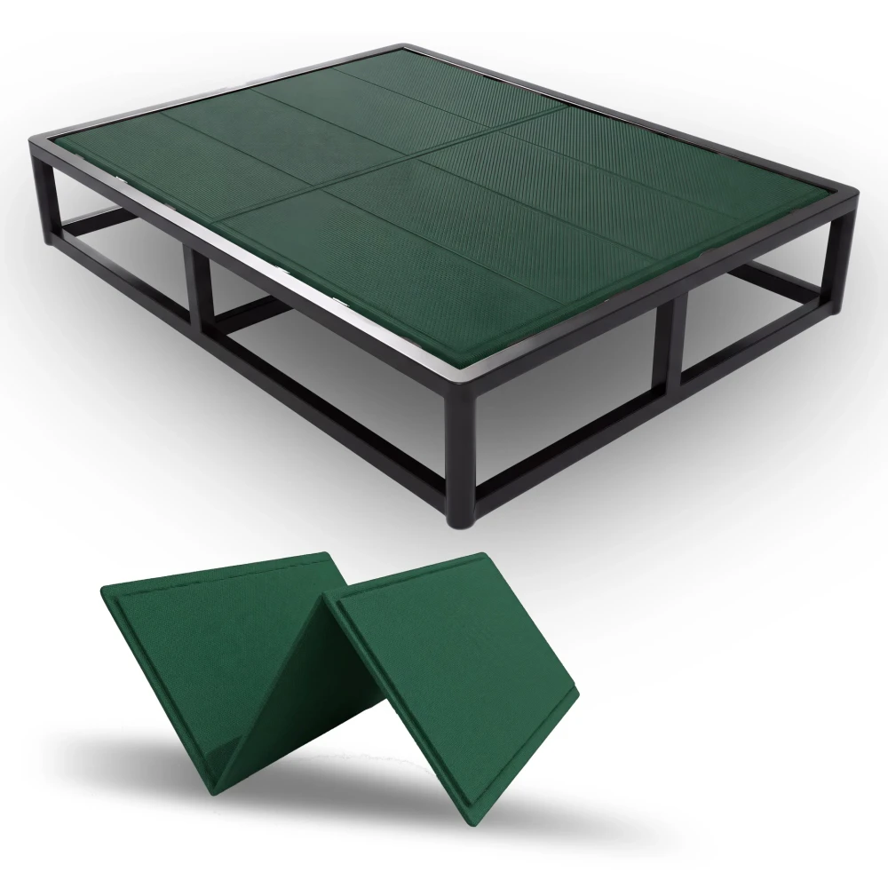 Noble Realm 10mm Bunkie Board (60”x76”Queen Size) Green Heavy Duty Wood | Low Profile Bed Support Board for Under Mattress, Breathable, Noise Minimizing, Moisture Resistant |Fodable Box Spring Fully Assembled