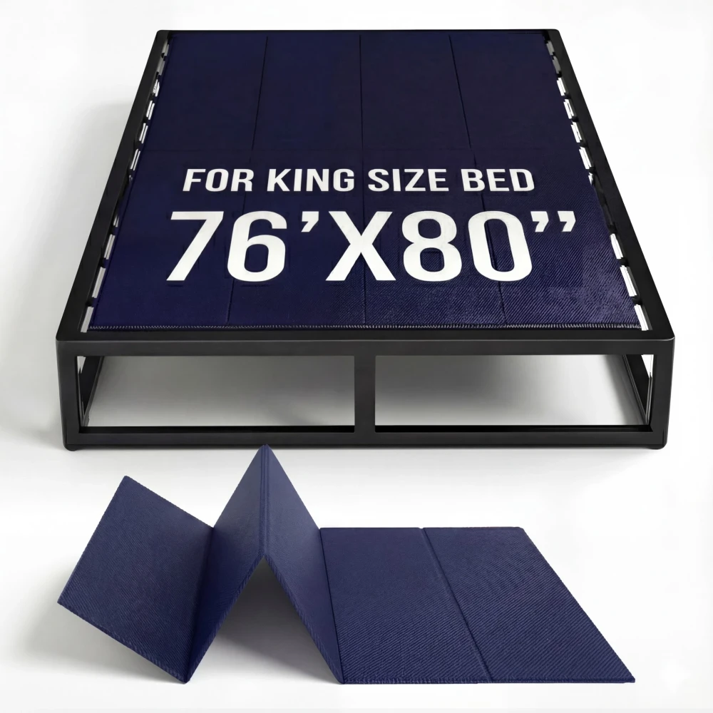 Imperijade 10mm Bunkie Board (76”x80”King Size) Blue, Lightweight Design | Low Profile Bed Support, Breathable, Noise Minimizing, Moisture Resistant | Folding Box Support Board | Split Fully Assembled